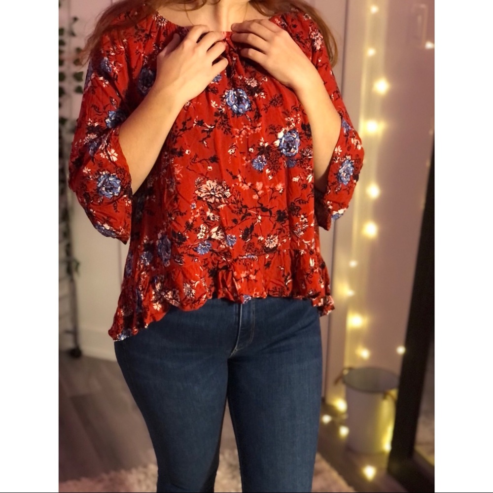 almost never worn faded glory trendy floral long sleeve shirt